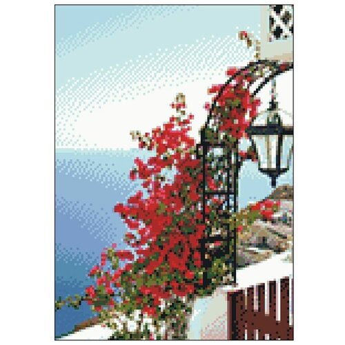Гранни Набор алмазной вышивки Цветущий балкон на Санторини (Ag1019) 27х38 см цветущий балкон