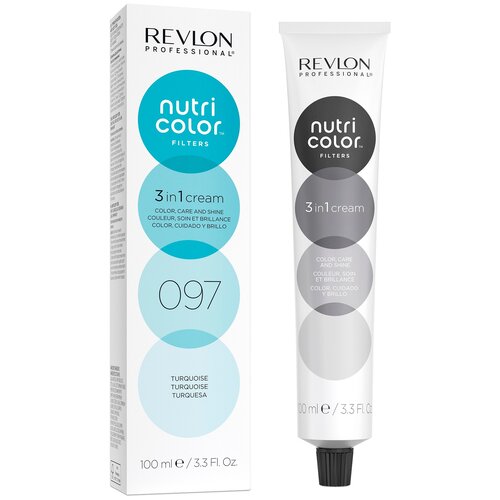 Revlon Professional Краситель прямого действия Nutri Color Filters 3 In 1 Cream, 097 turquoise, 100 мл, 122 г revlon professional краситель прямого действия nutri color filters 3 in 1 cream 200 violet 100 мл