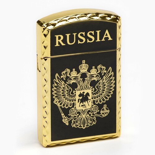 Зажигалка газовая RUSSIA, 1 х 3.5 х 6 см, золото