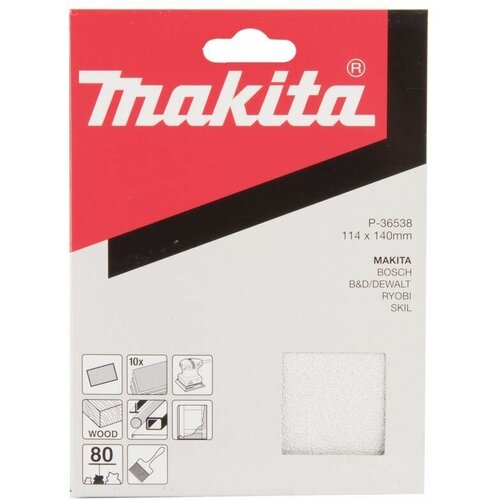 Шлифовальная бумага 114х140 мм, K80 , белая, 10 шт. Makita P-36538