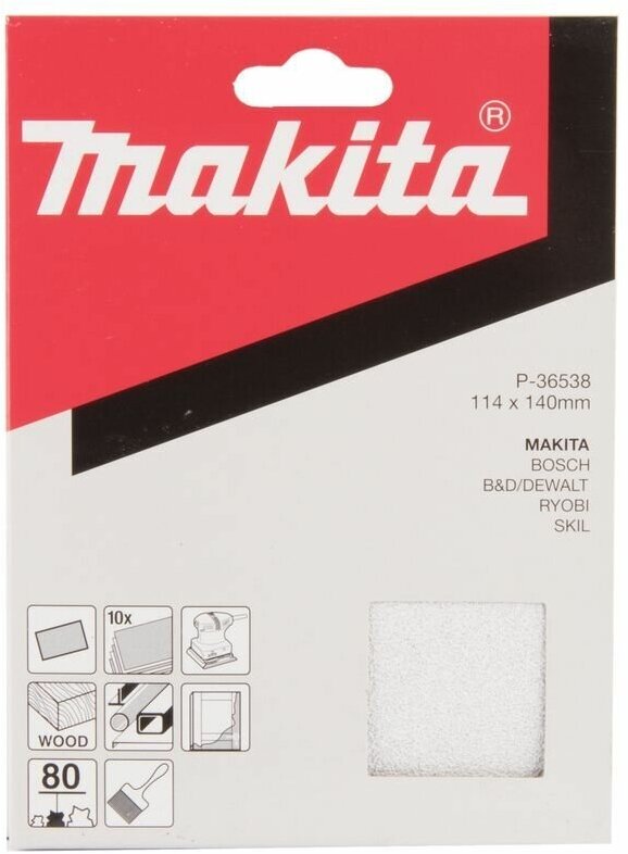 Шлифовальная бумага 114х140 мм K80  белая 10 шт. Makita P-36538