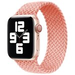 Плетеный ремешок для смарт часов Apple Watch 42-44-45 mm, Series 1-7, SE / Сменный монобраслет без застежки для Эпл Вотч 42-44-45 мм/ 155mm (Розовый) - изображение