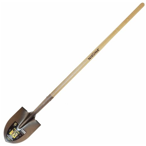 Лопата с закругленным лезвием, с деревянной ручкой 48