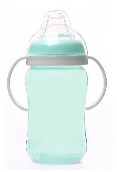 фото Поильник - непроливайка с силиконовым носиком, 270 мл, бирюзовый/серый