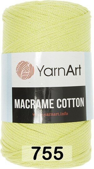 Пряжа шнур для вязания Macrame Cotton YarnArt(Макраме Коттон), 250гр/225м, цвет 755 салатовый, 80%хлопок,20%полиэстер, 1 бобина.