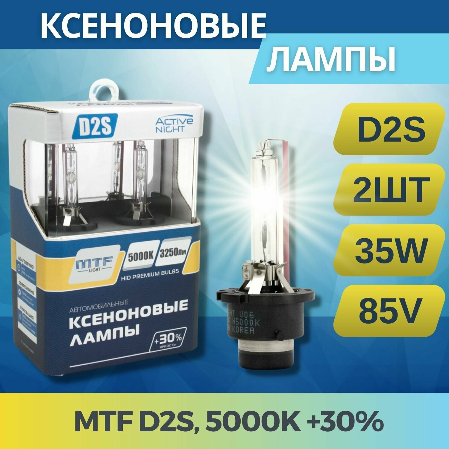 Ксеноновые лампы MTF Light ACTIVE NIGHT+30% D2S 5000K