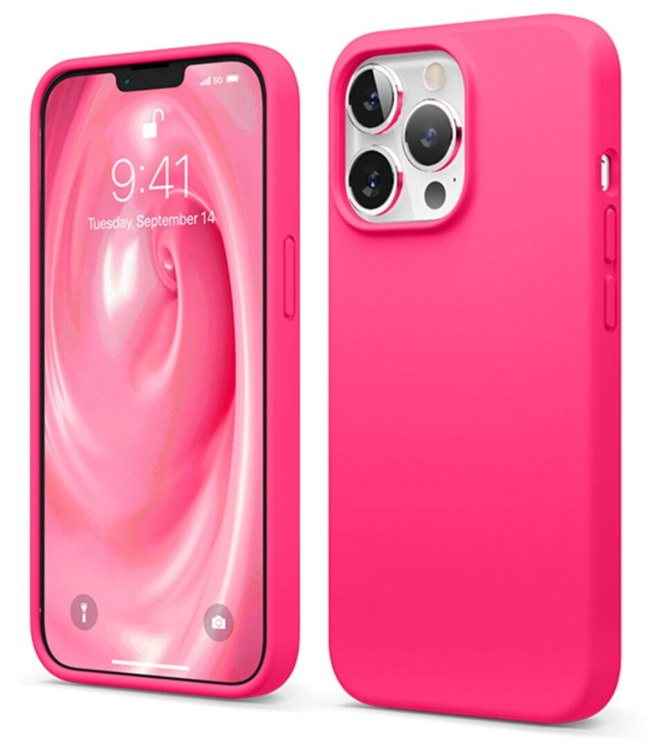 Elago для iPhone 13 Pro Max чехол Soft silicone (Liquid) Neon Hot Pink