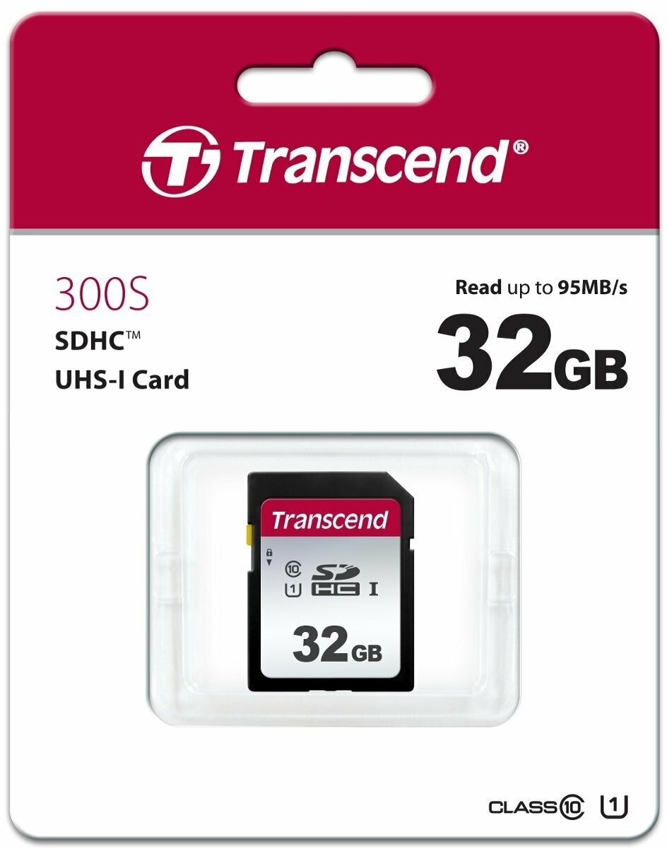 Карта памяти Transcend, 32ГБ, черный, ударопрочный, водонепроницаемый, SDHC, Class 1