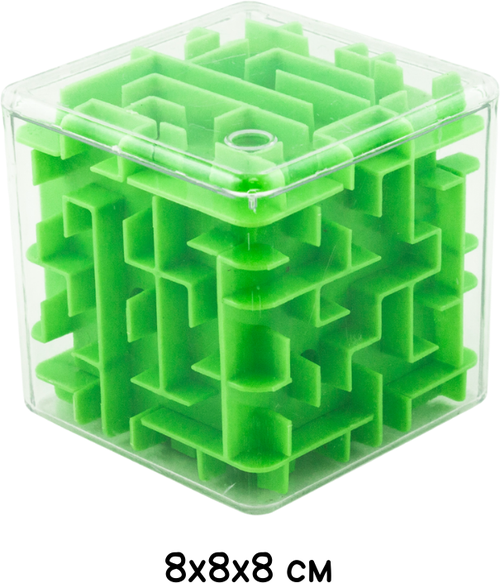 Головоломка лабиринт Куб зеленая Эврика 8х8 см / подарок ребенку, девочке, мальчику в школу