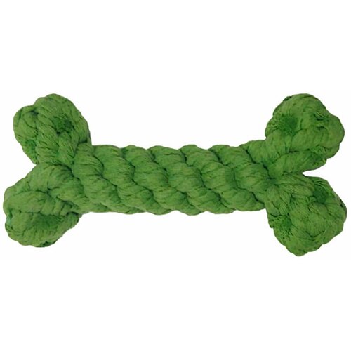 Кусалка для собак FISSA Плетеная кость, зеленая, 14 см, игрушка для собак, хлопок