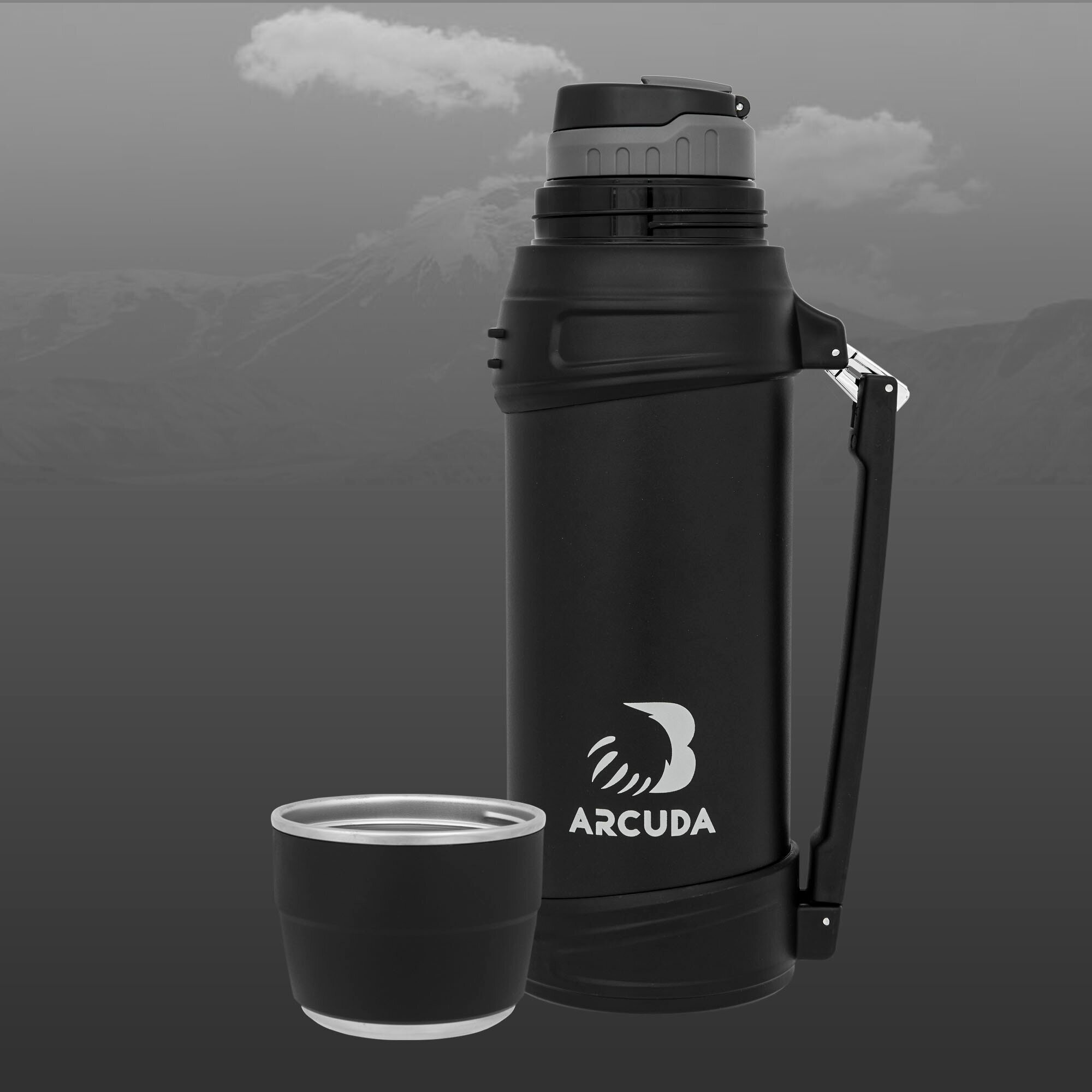 Термос вакуумный ARCUDA ARC-9011 Army seria, 2 литра, черный цвет - фотография № 2