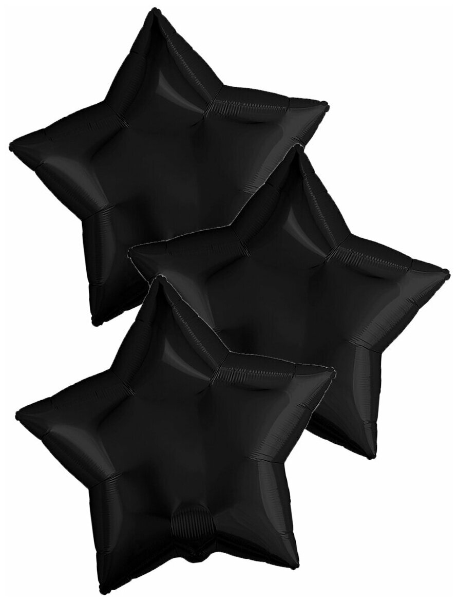 Воздушные шары фольгированные Agura Звезды, Пастель, Черный, 46 см, набор 3 шт