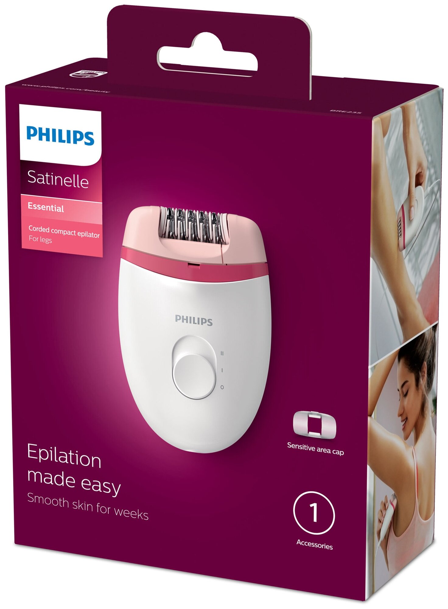 Эпилятор Philips BRE235 Satinelle Essential, white/pink - фотография № 6