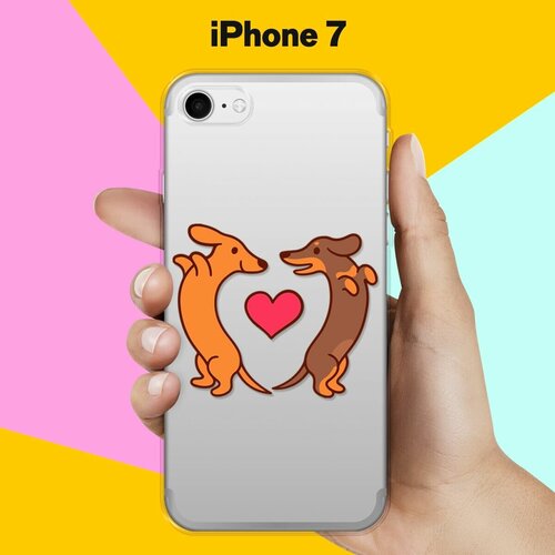 Силиконовый чехол Love Таксы на Apple iPhone 7 силиконовый чехол love корги на apple iphone 7