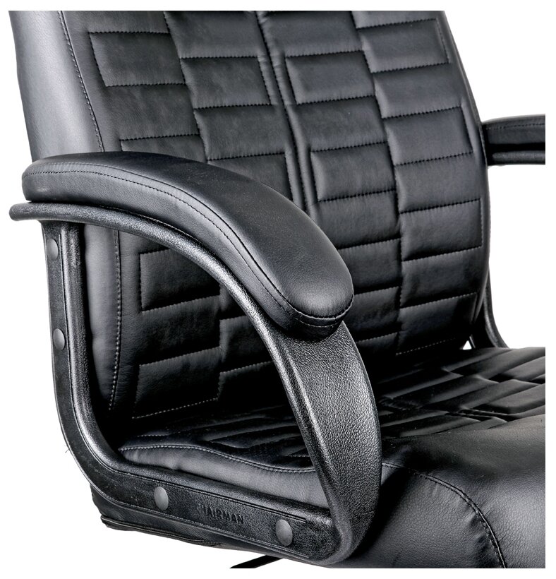 Кресло руководителя Helmi "Ornament", экокожа черная, мягкий подлокотник (279844) - фотография № 5