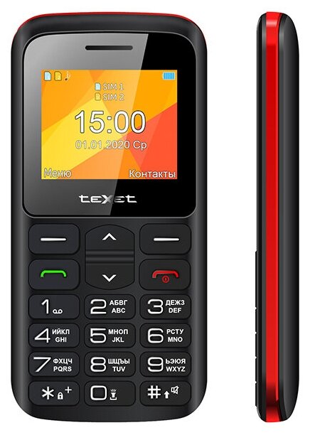 Смартфон teXet TM-B323, 2 SIM, черный/красный