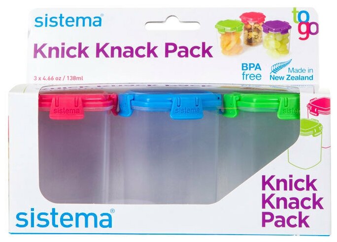 Sistema Набор контейнеров To Go Medium Knick Knack 21128, 8x6 см, зеленый/красный/фиолетовый - фото №3