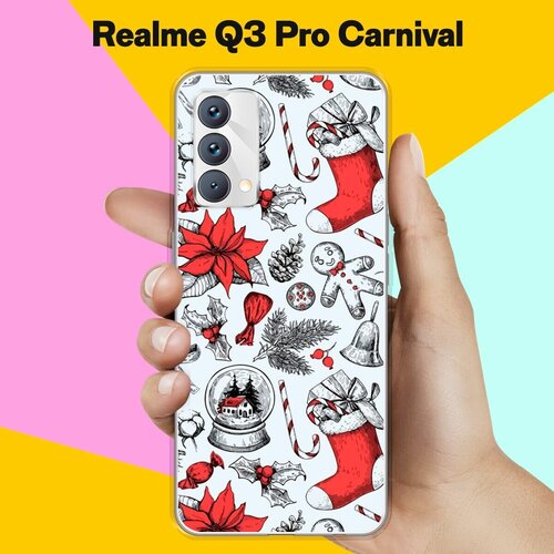 Силиконовый чехол на realme Q3 Pro Carnival Edition Узор Рождественский / для Реалми Ку 3 Про Карнивал силиконовый чехол на realme q3 pro carnival edition узор новогодний для реалми ку 3 про карнивал