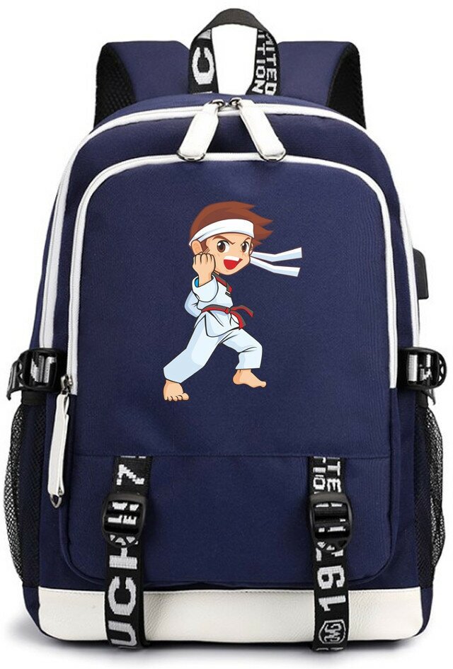 Рюкзак Тхеквондо taekwondo с USB-портом темно-синий №4