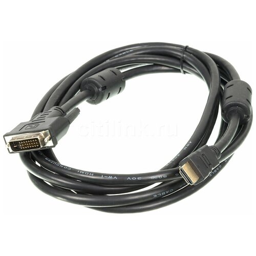 кабель buro hdmi 19m dvi d 3m hdmi m dvi d m 3м феррит кольца Кабель Ningbo DVI-D (m) HDMI (m) 3м феррит. кольца