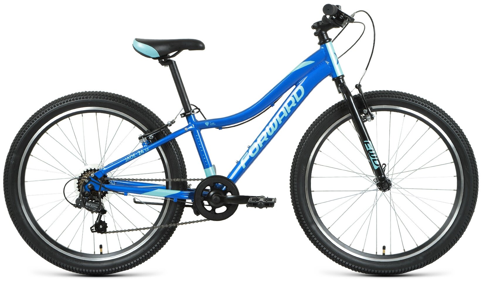 Подростковый горный (MTB) велосипед FORWARD Jade 24 1.0 (2021) синий/бирюзовый 12" (требует финальной сборки)