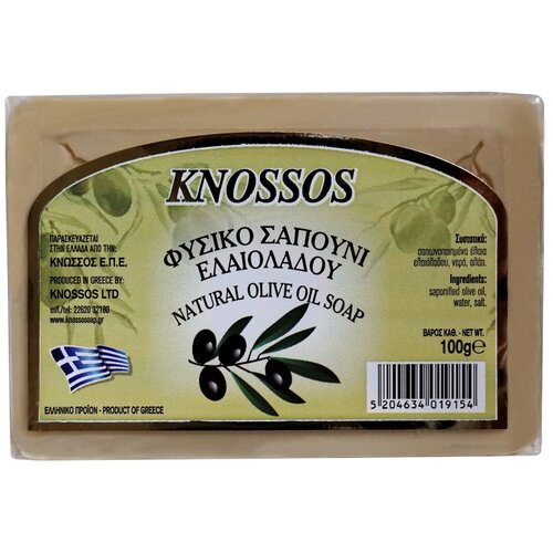 Knossos Мыло натуральное кусковое оливковое белое, 100 г