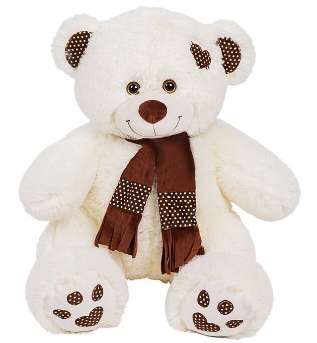 Мягкая игрушка BELAITOYS Медведь Тони с шарфом 85 см молочный (МТШ/45/52)