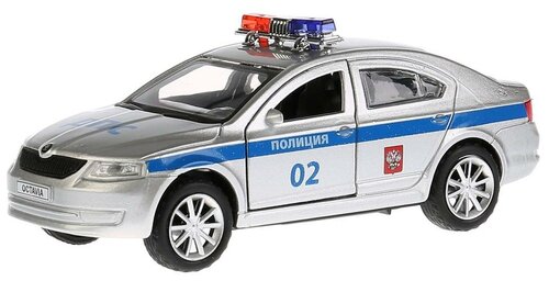 Полицейский автомобиль ТЕХНОПАРК Skoda Octavia Полиция (OCTAVIA-P) 1:32, 12 см, серый/синий