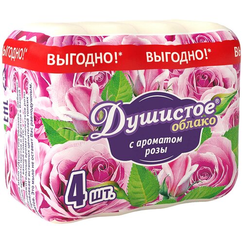 Душистое облако Мыло кусковое с ароматом розы роза, 4 шт., 70 г