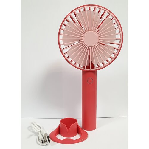 Вентилятор ручной аккумуляторный с подставкой для телефона DD5649 красный с розовым 53500₽