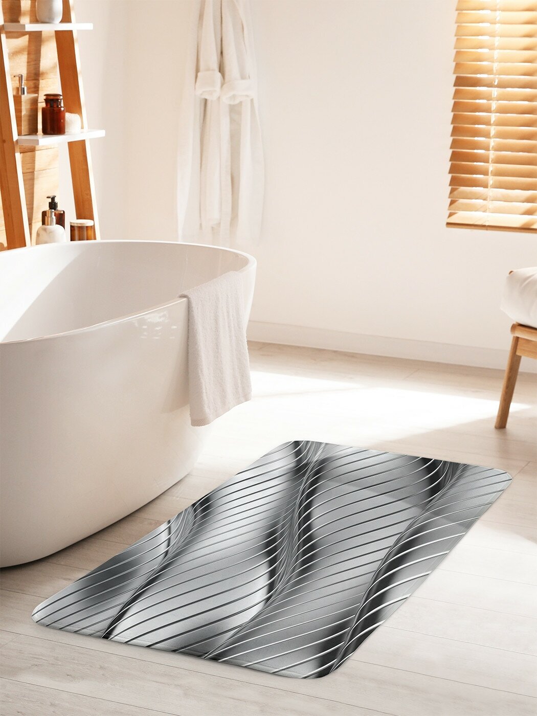 фото Коврик для ванной комнаты и туалета противоскользящий JoyArty "Металлические холмы" 60х100 см