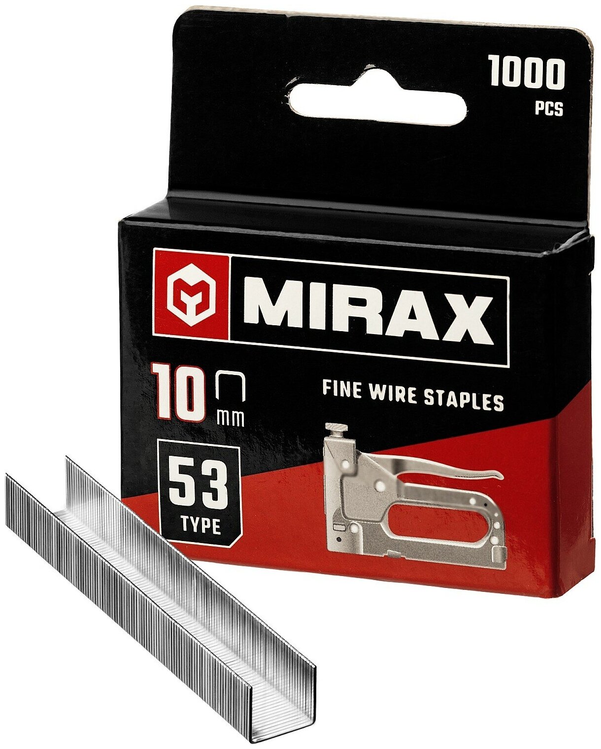 MIRAX тип 53 (A/10/JT21) 10 мм, 1000 шт, калибр 23GA, скобы для степлера (3153-10)