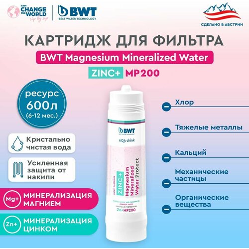 Картридж для фильтра мойку BWT Zn+MP200 Magnesium Mineralized Water/Минерализация Магнием и Цинком/Усиленная защита от накипи