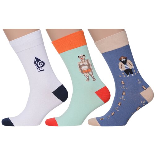 фото Комплект из 3 пар мужских носков moscowsocksclub микс 7, размер 25 (38-40)