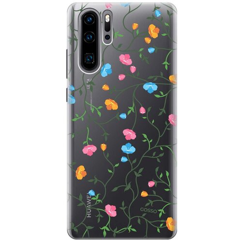 Ультратонкий силиконовый чехол-накладка Transparent для Huawei P30 Pro с 3D принтом Сurly Flowers ультратонкий силиконовый чехол накладка transparent для honor 20 pro с 3d принтом сurly flowers