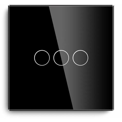 Сенсорный выключатель DiXiS Touch Wall Light Switch 3 Gang / 1 Way (86x86) Black (TS3) eu 1 2 3 4 gang 1 2 way press button black mirror light switch any point wall switch acrylic panel with led socket usb german uk