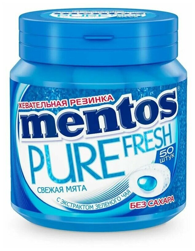 Жевательная резинка Mentos Pure Fresh Ментос Свежая мята, 4 шт по 100 г