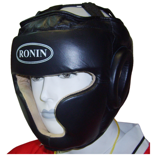 фото Шлем для бокса тренировачный черный, закрытый, из натуральной кожи, класс люкс, размер s bona farbo