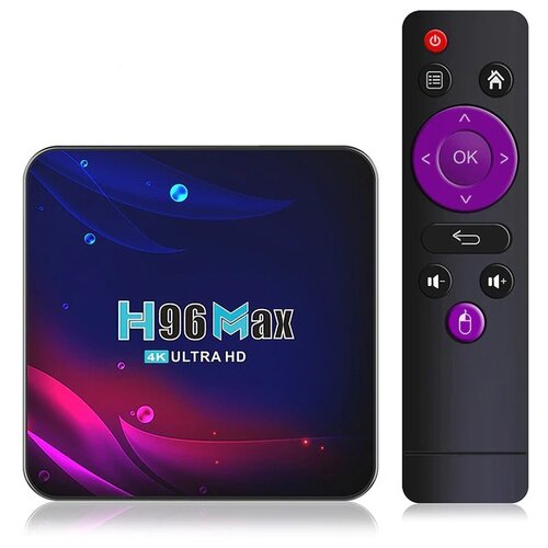 ТВ-приставка H96 Max V11 4/64Gb, черный мини тв приставка h96max m3 android 13 0 wifi6 4k h 265 четырехъядерный процессор ручка cortex a53 hevc rk3528 телеприставка медиаплеер тв ключ