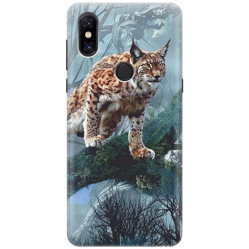 фото Re:pa накладка transparent для xiaomi mi mix 3 с принтом "дикая рысь"