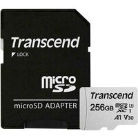 Карта памяти 256Gb MicroSD Transcend + SD адаптер (TS256GUSD300S-A)