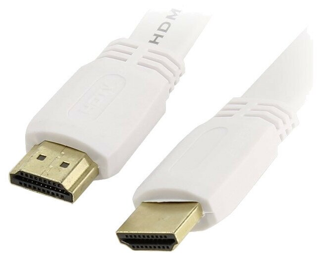 Кабель Hdmi- Hdmi 1m Tv-com v1.4, 19M/19M, белый, плоский [cg200fw-1m]