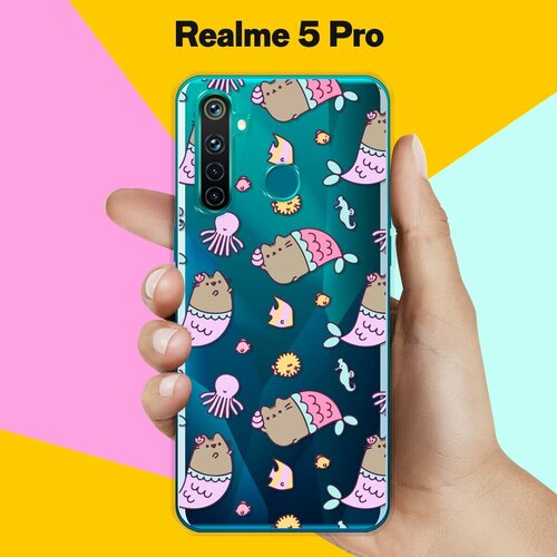 Силиконовый чехол на realme 5 Pro Коты-русалки / для Реалми 5 Про силиконовый чехол на realme 5 pro реалми 5 про веселые корги