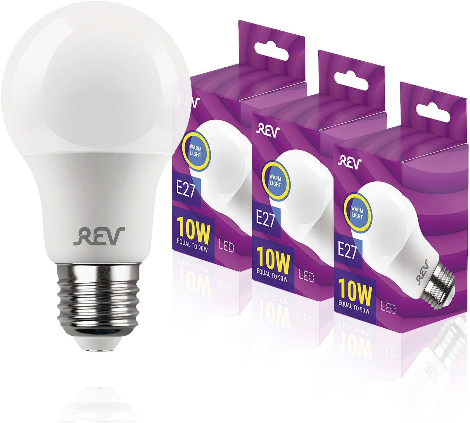 Упаковка светодиодных ламп 3 шт REV 32266 5, 2700К, Е27, A60, 10Вт