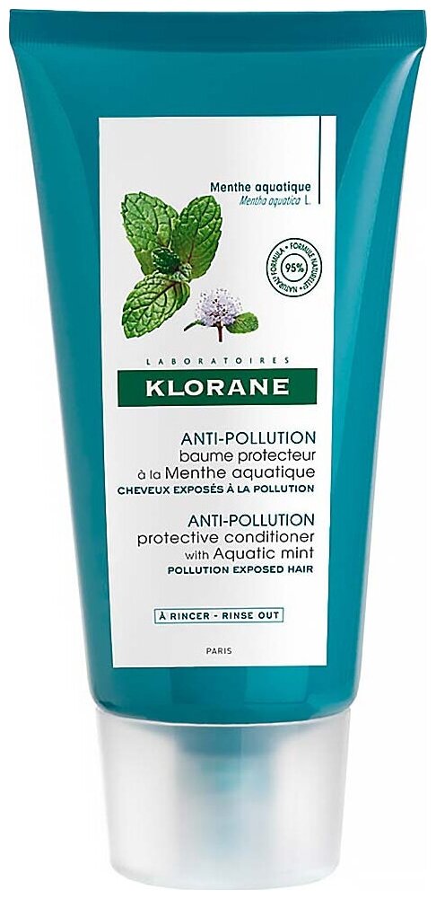 Klorane кондиционер Anti-pollution with Aquatic mint защитный для волос, 150 мл