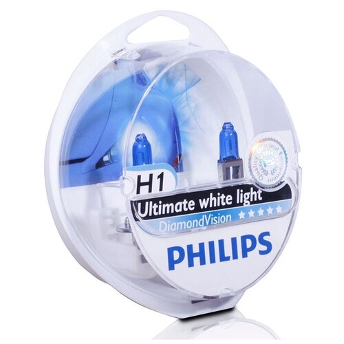 Лампа автомобильная галогенная Philips Diamond Vision P-12258DV2 H1 55W 2 шт.