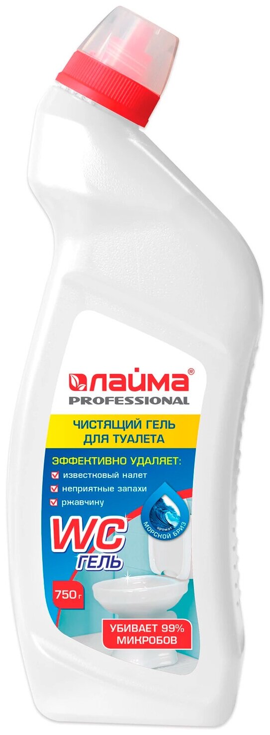 Средство для уборки туалета кислотное 750 г, LAIMA PROFESSIONAL "Морской бриз-WC Гель", утенок, 604794