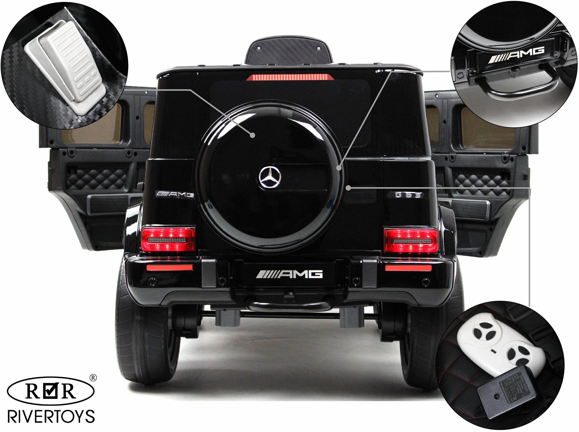 RiverToys Детский электромобиль Mercedes-Benz G63 4WD (K999KK) черный глянец