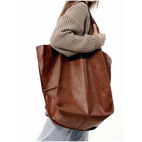 фото Женская сумка оверсайз большой шоппер на плечо / кожаная (экокожа) / сумка мешок cherva