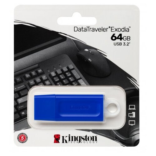 USB флешка Kingston 64Gb DataTraveler Exodia USB 3.2 Gen 1 blue